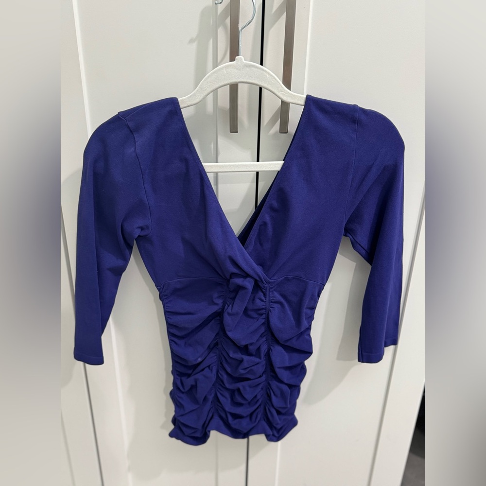 Women’s Last Tango Boutique Elegant Purple/Blue Ruched Top Fitted S/M